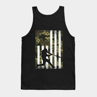 Baseball Player Camo American US Flag Patriotic 4th of July Tank Top